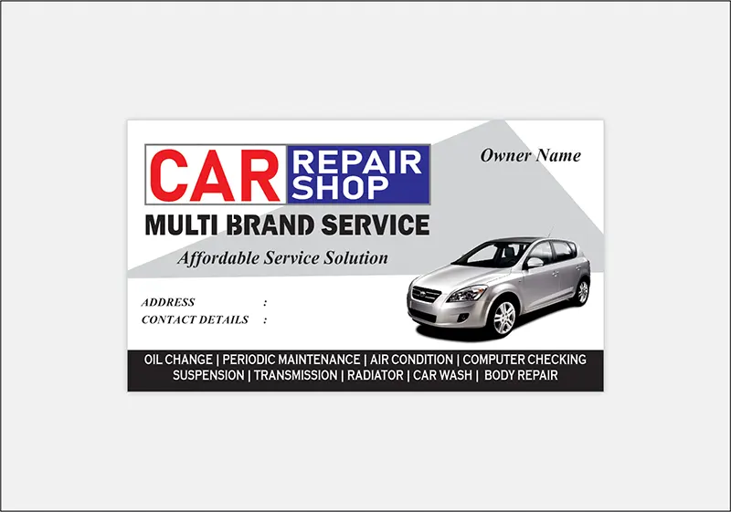 best business card design for auto tyre repair service