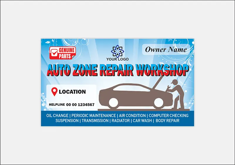 new auto zone repair workshop Business Cards for Car Repair Shop for mechanics