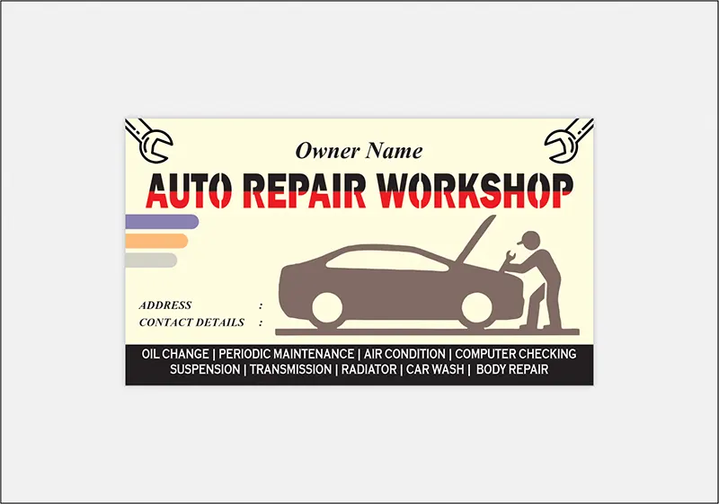 top quality automotive repair visiting card templates with great designs