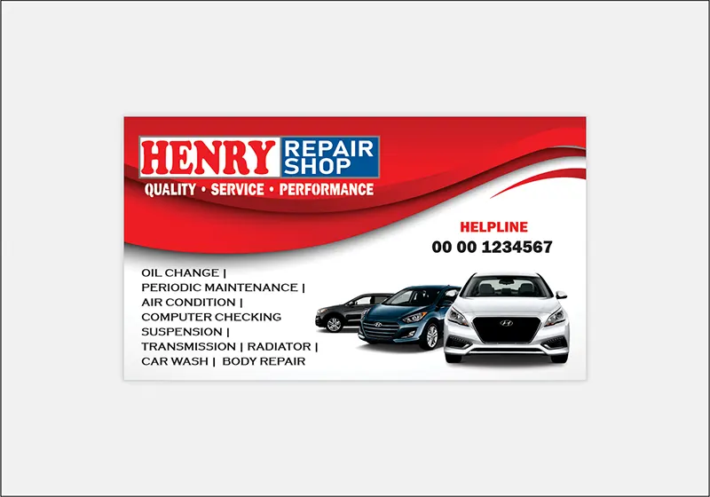 attractive red and white color background Vehicle Maintenance Center Business Cards topnotch design service