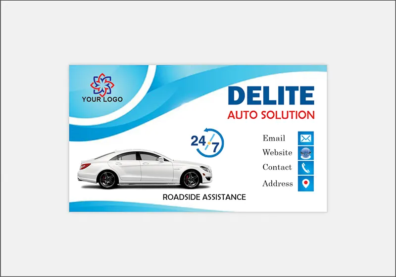 stylish car garage repair visiting card with blue background