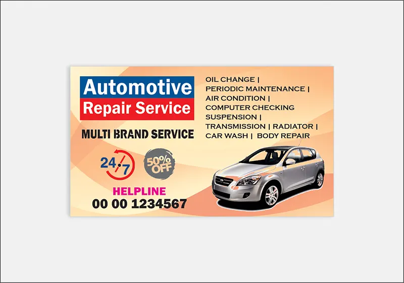 top quality business card design for automotive repair service, multi-brand service business card