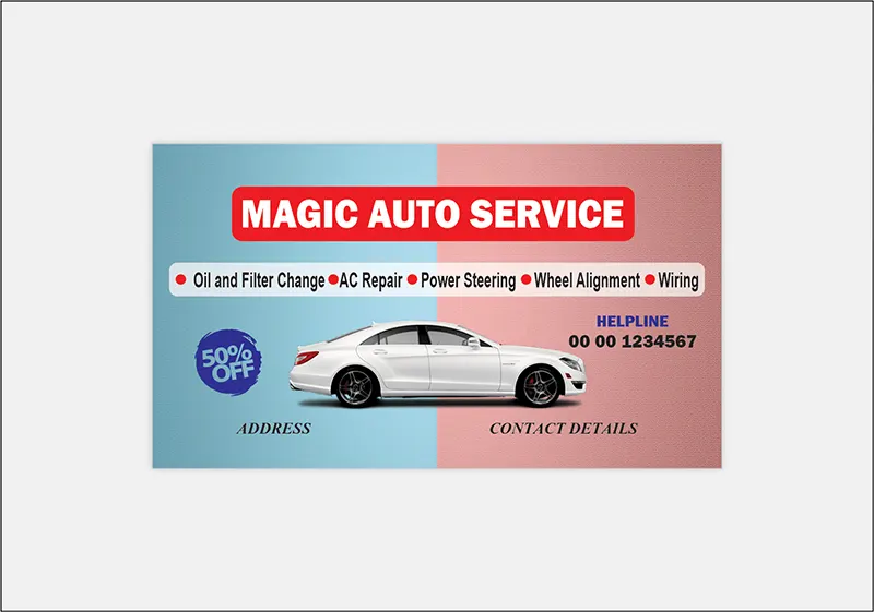 attractive business auto service card design for your potential customer 